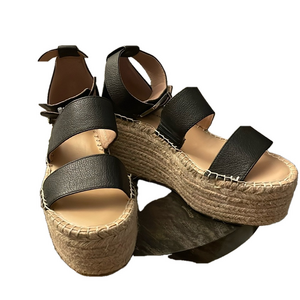 ANTONIO MELANI WOMEN WEDGE PLATFORM LEATHER SANDALS 6.5